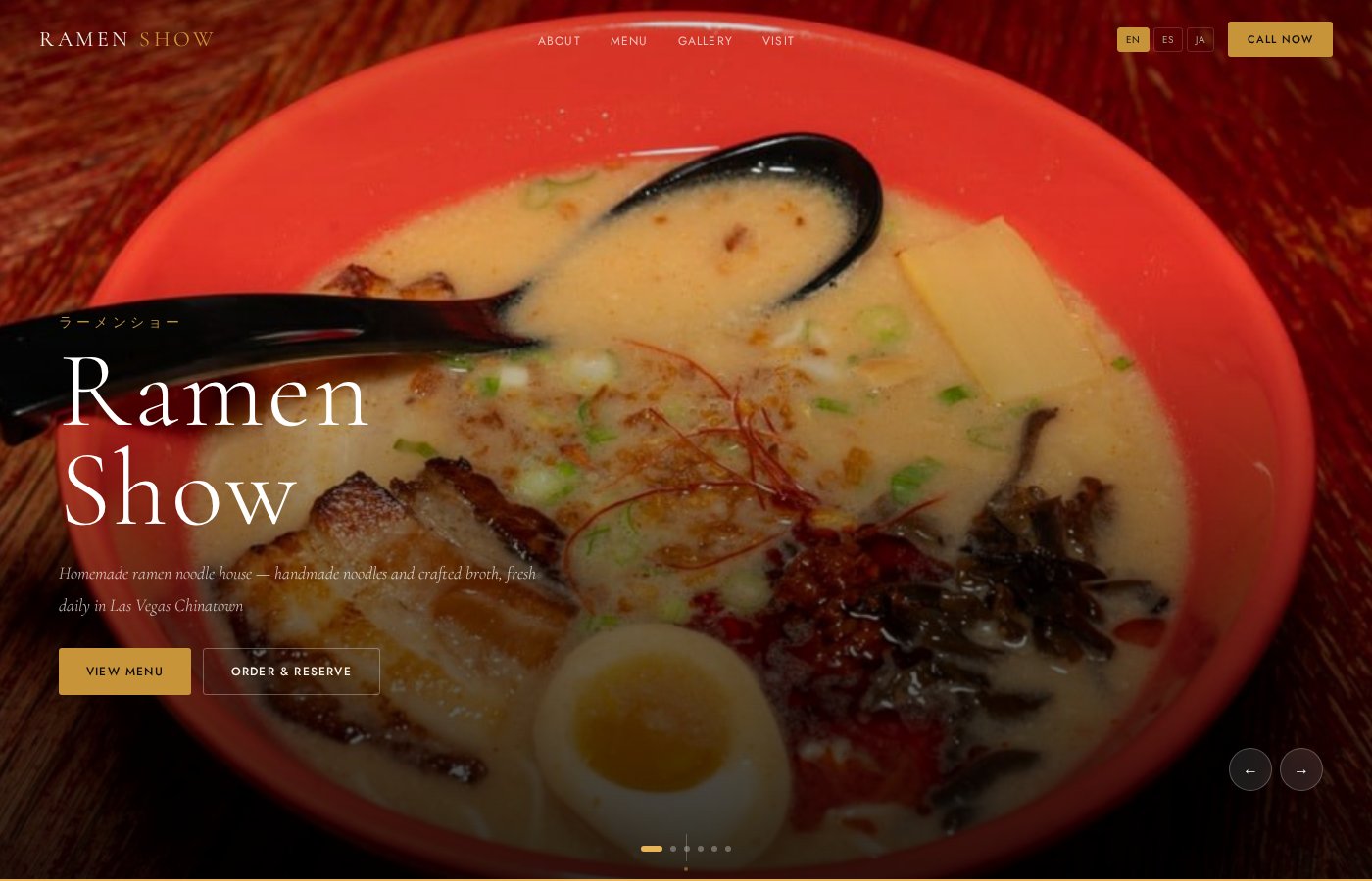 The Ramen Show website screenshot
